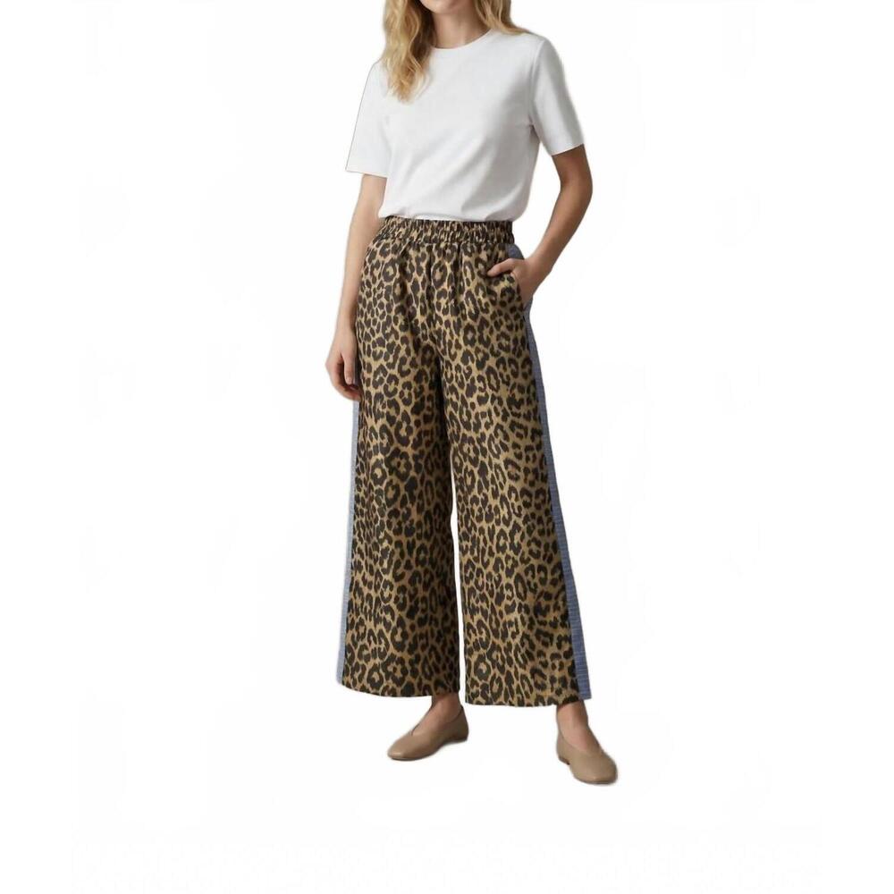 NEW SEE AND BE SEEN leopard wide leg pant in brown